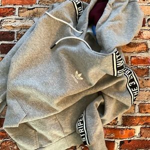 ADIDAS Brand Drawstring HOODIE Grey/BLK/WHT/ Burg women size L